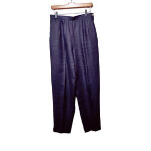 Vintage Talbots Sz 8 Black Irish Linen Trousers High Rise Relaxed Fit Pants